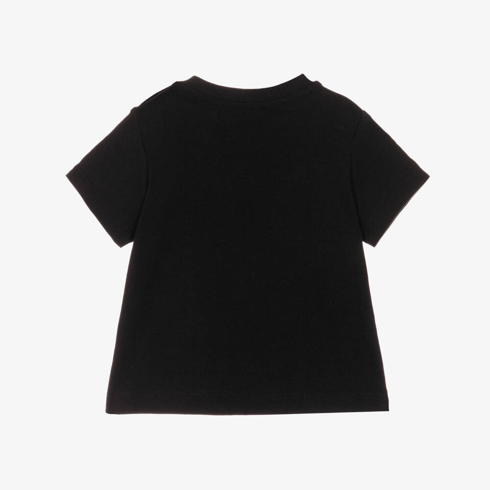 Moschino-Black Cotton Teddy Bear Baby T-Shirt | Childrensalon