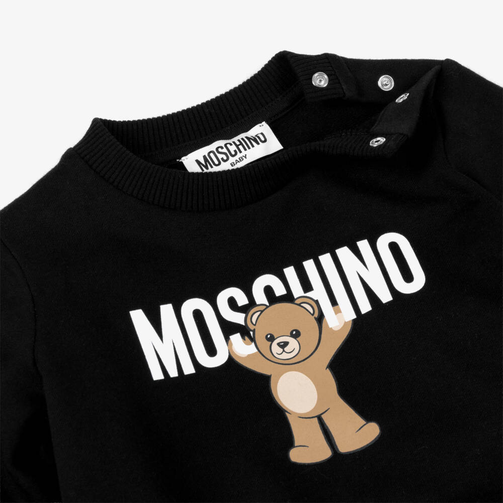 Moschino - Black Cotton Teddy Bear Logo Sweatshirt