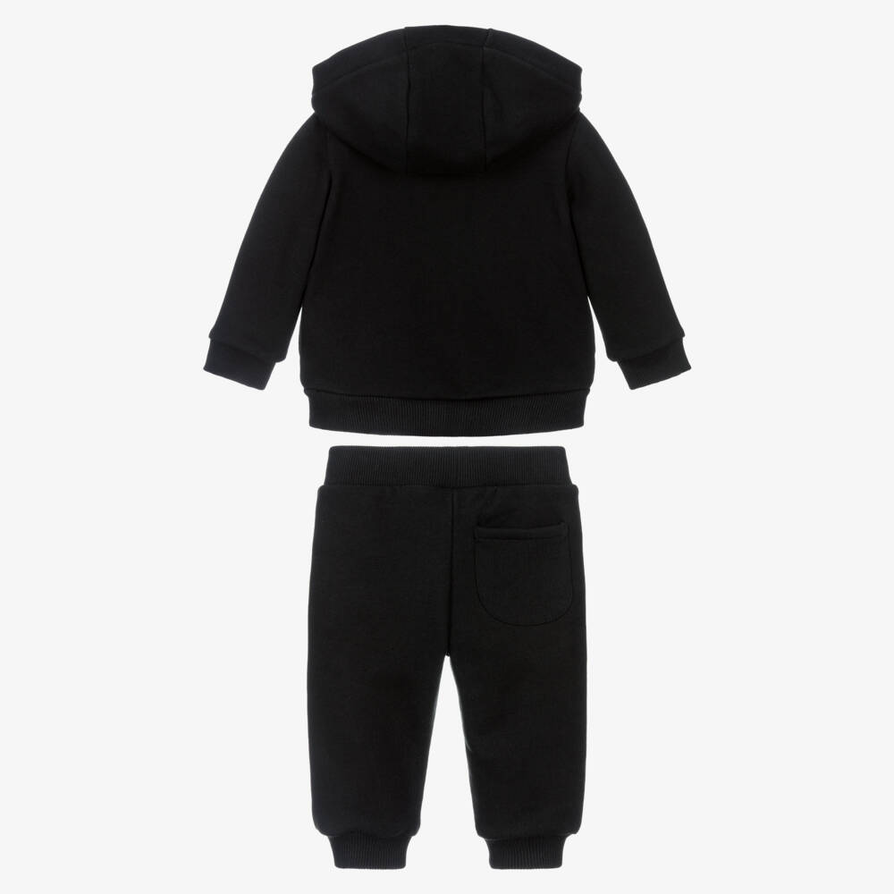 Moschino-Black Cotton Teddy Bear Logo Zip-Up Tracksuit | Childrensalon