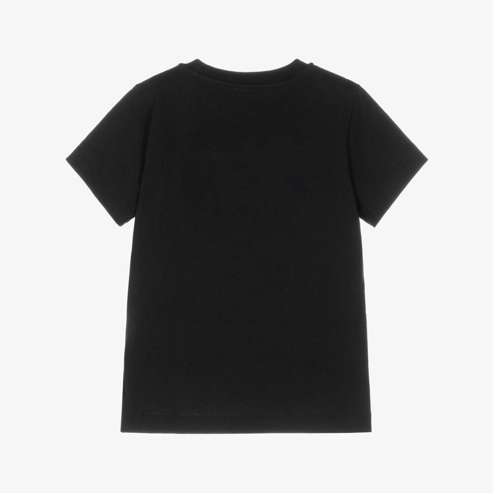 Moschino-Black Crew Neck T-Shirt in Cotton Jersey | Childrensalon