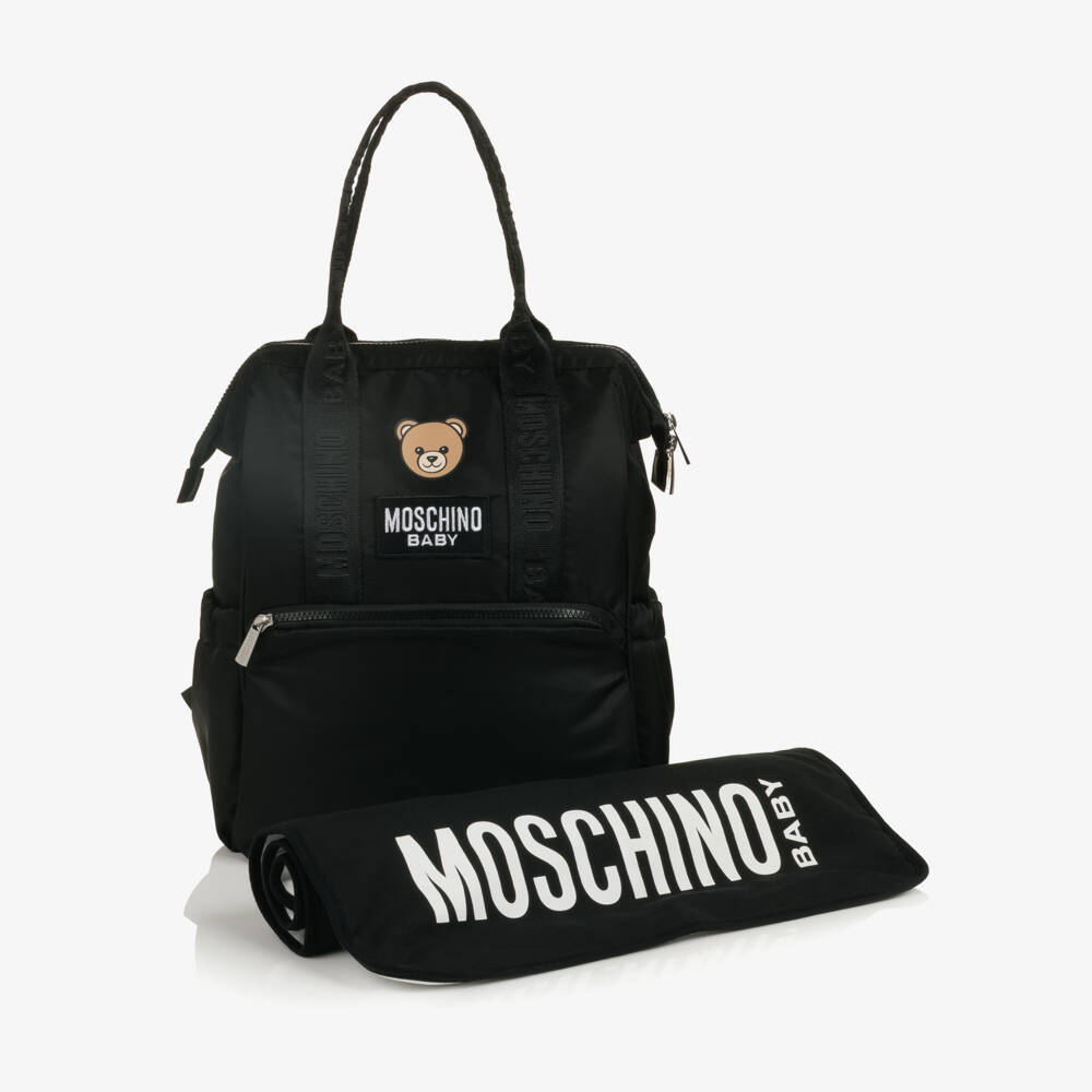 Moschino-Black Teddy Bear Changing Backpack (36cm) | Childrensalon