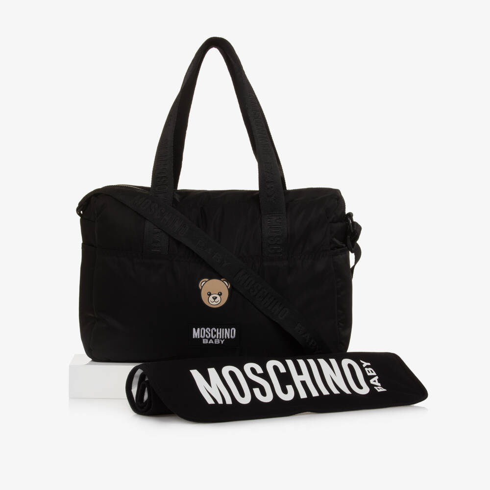 Moschino-Black Teddy Bear Logo Changing Bag (48cm) | Childrensalon