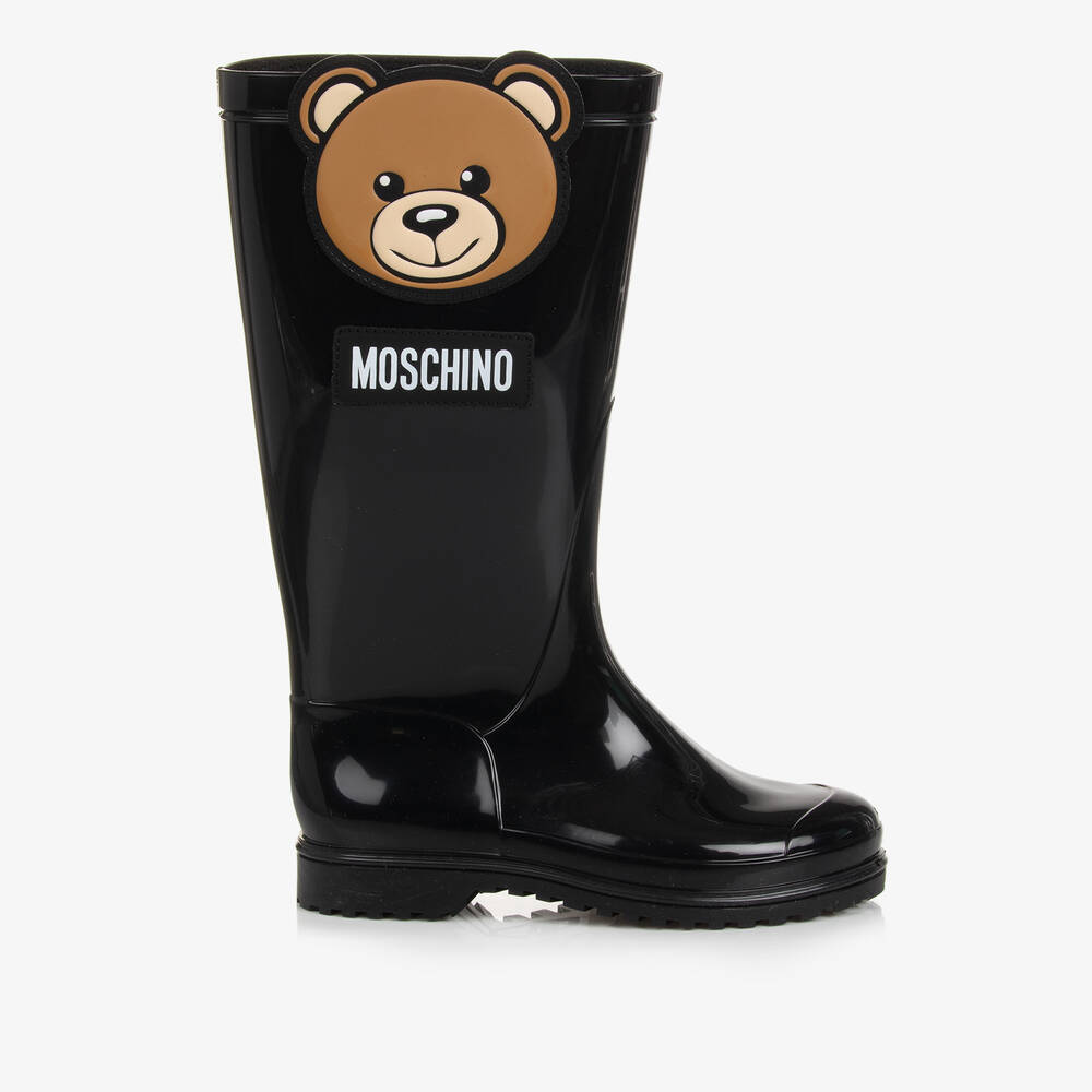Moschino Kid-Teen-بوت واقي من المطر بطبعة تيدي بير لون أسود | Childrensalon