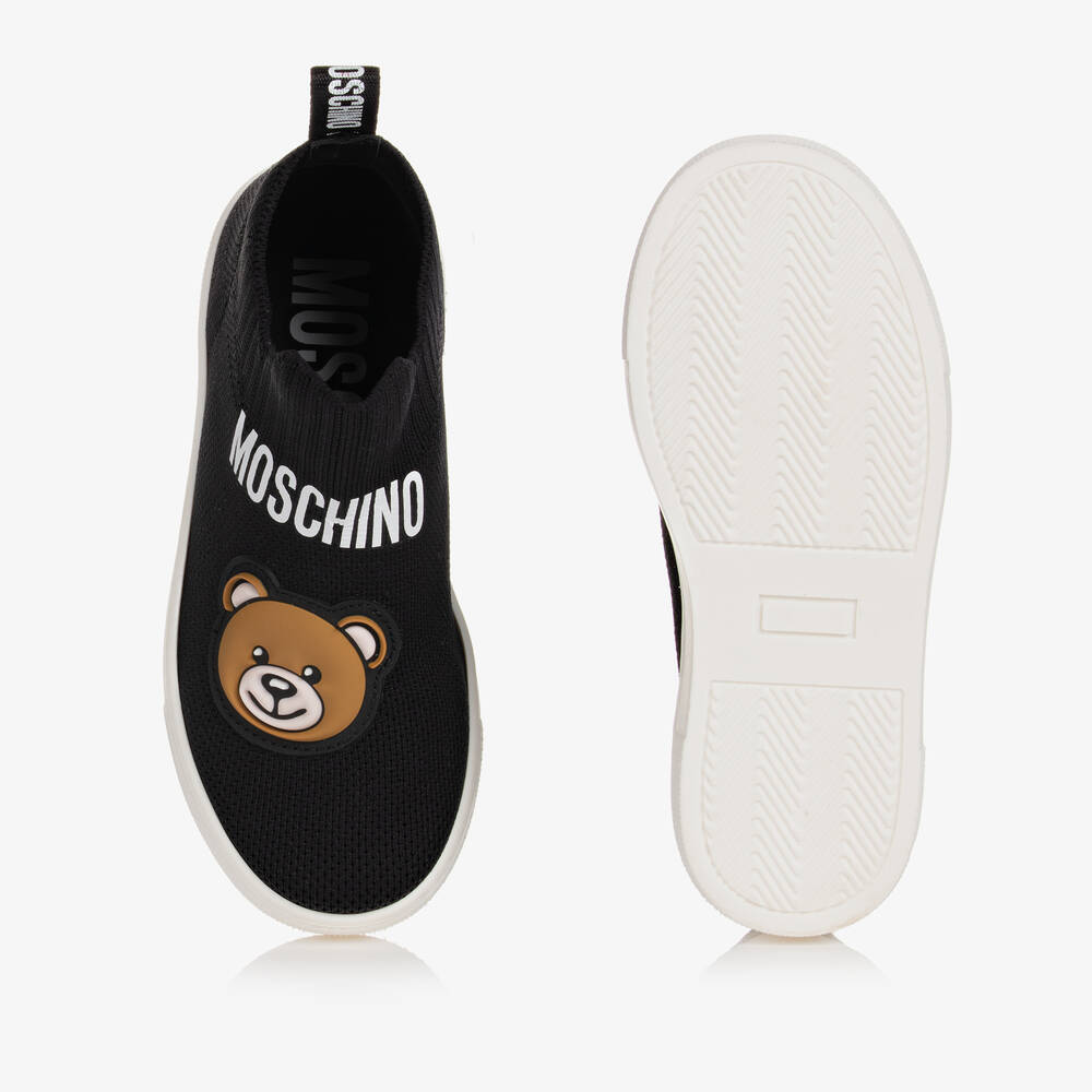 Moschino Kid-Teen-Black Teddy Bear Sock Trainers | Childrensalon