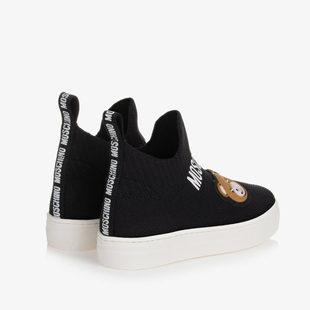 Moschino Kid-Teen-Black Teddy Bear Sock Trainers | Childrensalon