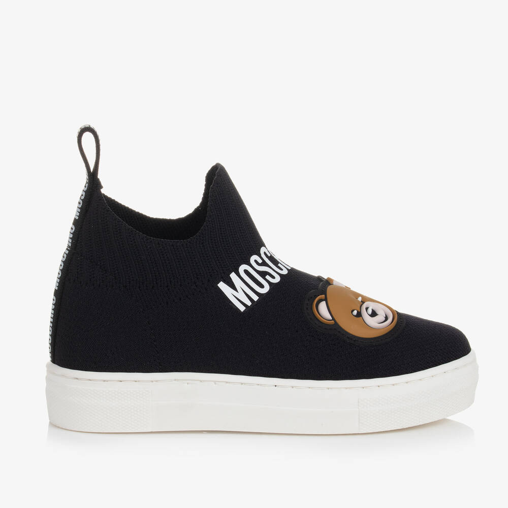 Moschino Kid-Teen-Black Teddy Bear Sock Trainers | Childrensalon