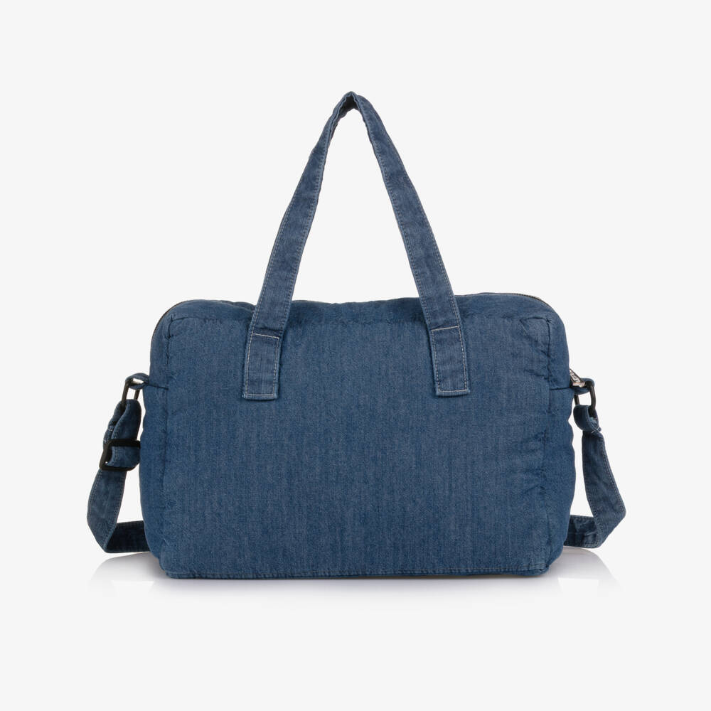 Moschino-حقيبة تغيير الحفاضات شامبراي لون أزرق بطبعة دي تيدي (37 سم) | Childrensalon