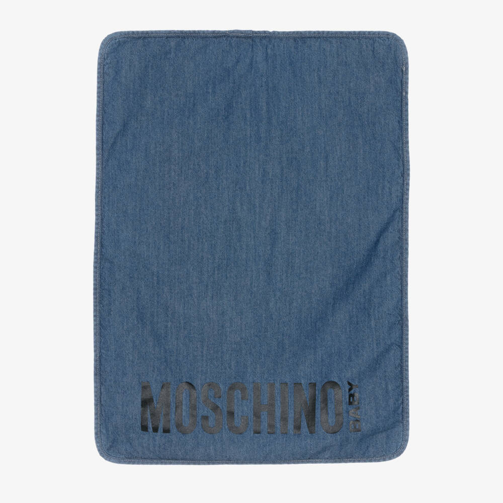 Moschino-حقيبة تغيير الحفاضات شامبراي لون أزرق بطبعة دي تيدي (37 سم) | Childrensalon