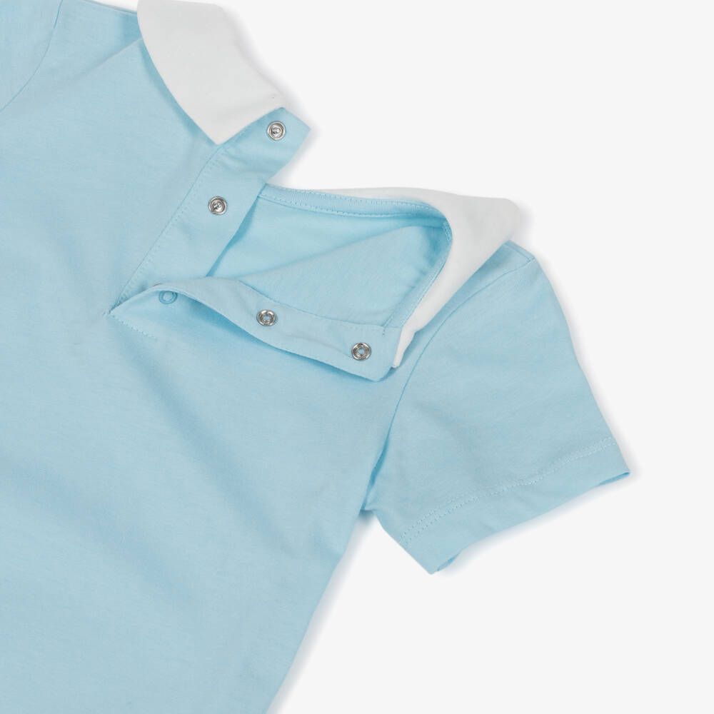 Moschino-Blue Cotton Jersey Baby Shortie With Teddy Bear Print | Childrensalon