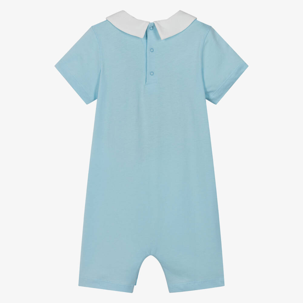 Moschino-Blue Cotton Jersey Baby Shortie With Teddy Bear Print | Childrensalon