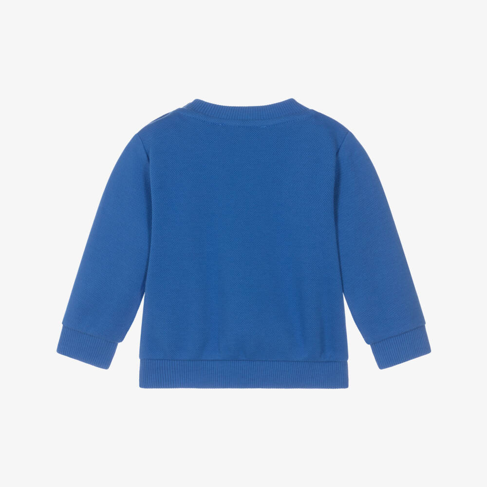 Moschino-Blue Cotton Piqué Teddy Bear Logo Sweatshirt | Childrensalon