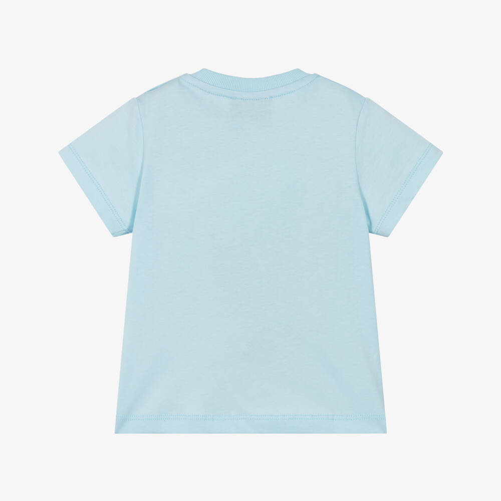 Moschino-Blue Cotton T-Shirt with Teddy Bears & Paper Planes | Childrensalon