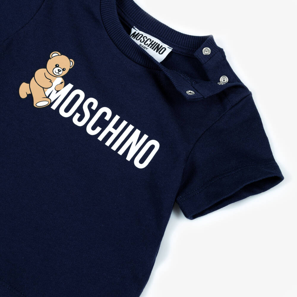 Moschino-تيشيرت أطفال رضع تيدي بير قطن لون أزرق  | Childrensalon