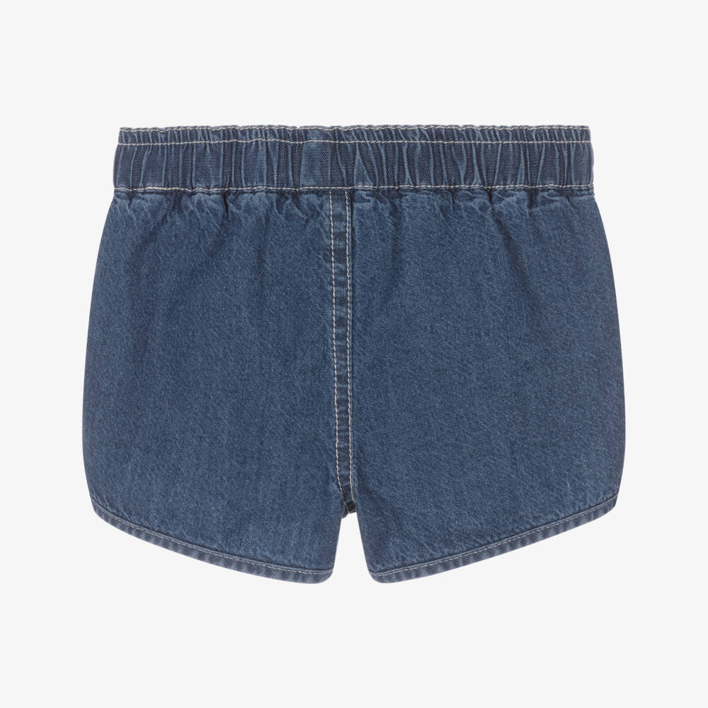 Moschino-Blue Denim Wash Cotton Chambray Shorts | Childrensalon
