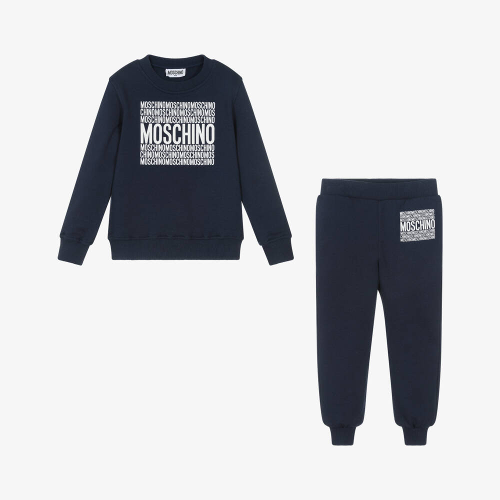 Moschino-Blue Graphic Cotton Tracksuit | Childrensalon