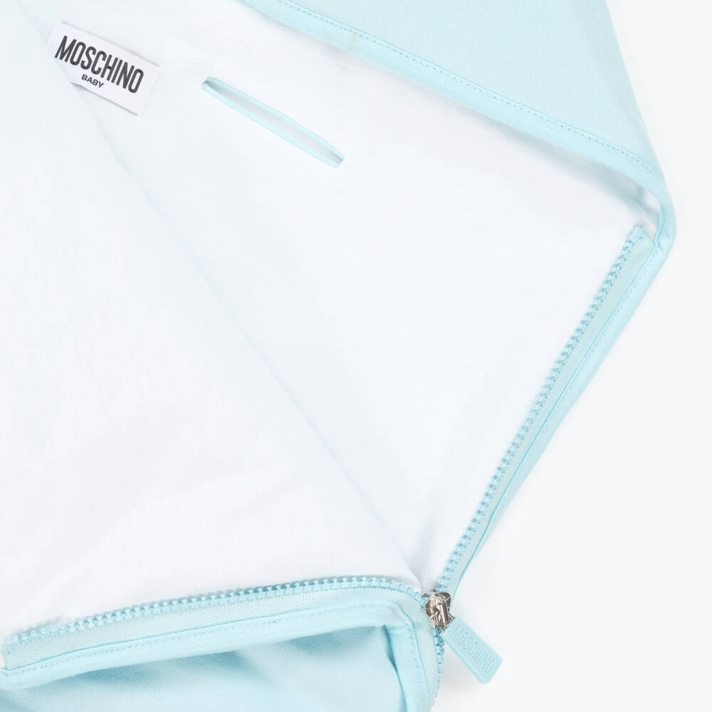 Moschino-Blue Teddy Bear Logo Cotton Nest (76cm) | Childrensalon