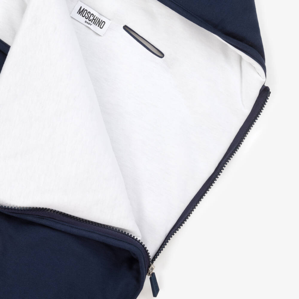 Moschino-Blue Teddy Bear Logo Cotton Nest (76cm) | Childrensalon