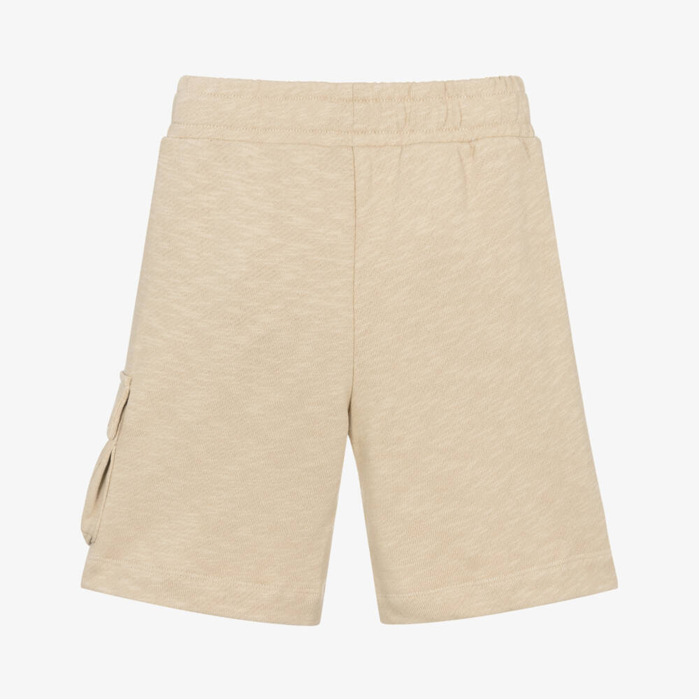 Moschino-شورت قطن جيرسي بجيب كارغو لون بيج للأولاد | Childrensalon