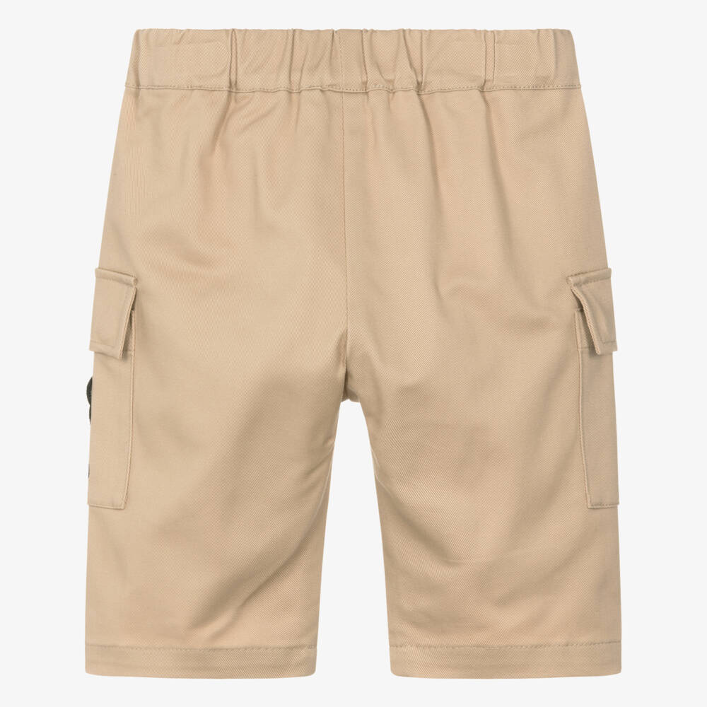 Moschino-Boys Beige Cotton Twill Cargo Trousers | Childrensalon