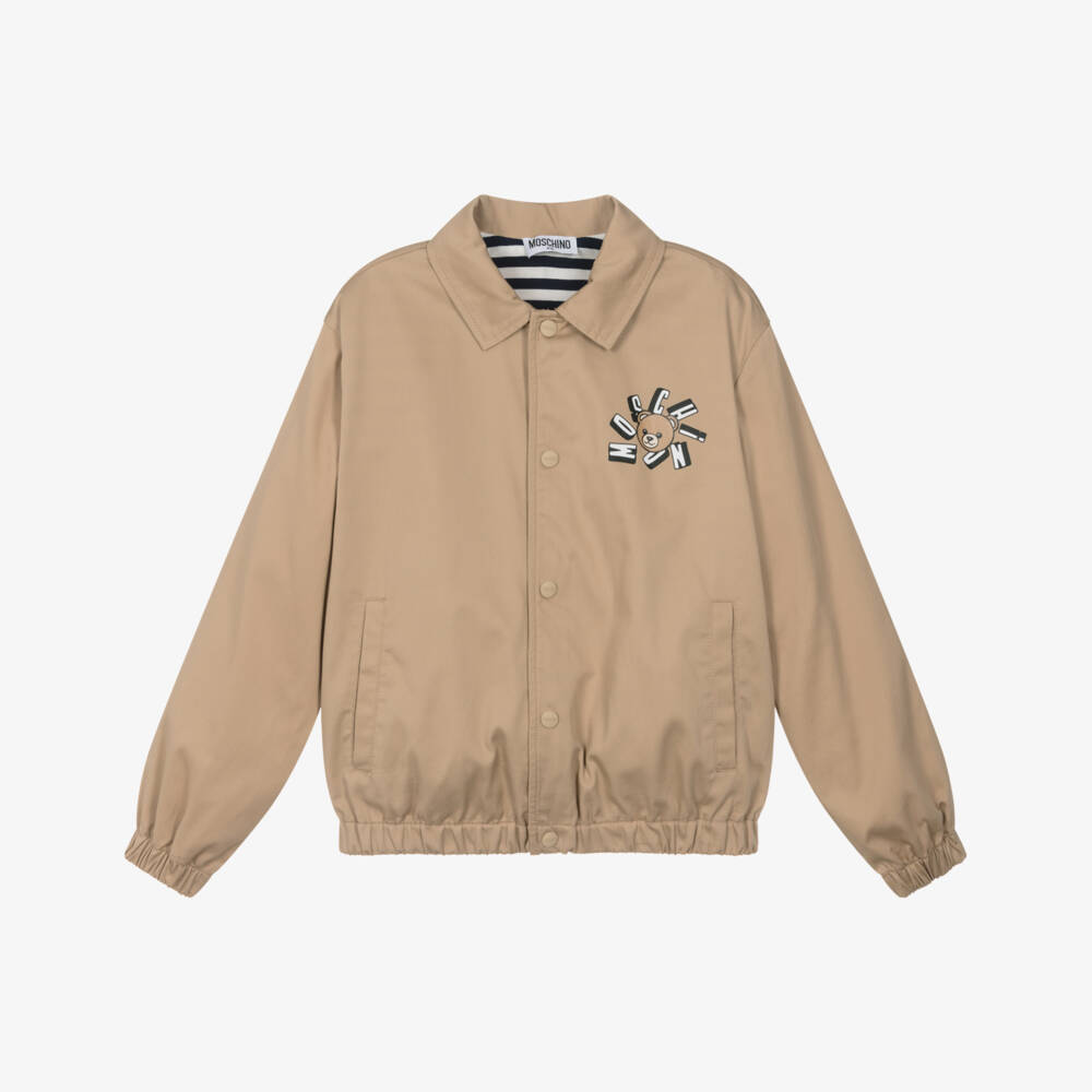 Moschino-Boys Beige Moschino Teddy Bear Jacket  | Childrensalon