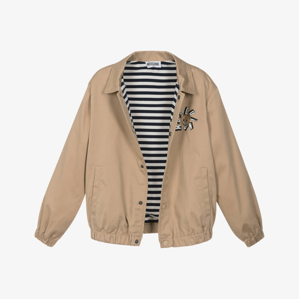 Moschino-Boys Beige Moschino Teddy Bear Jacket  | Childrensalon