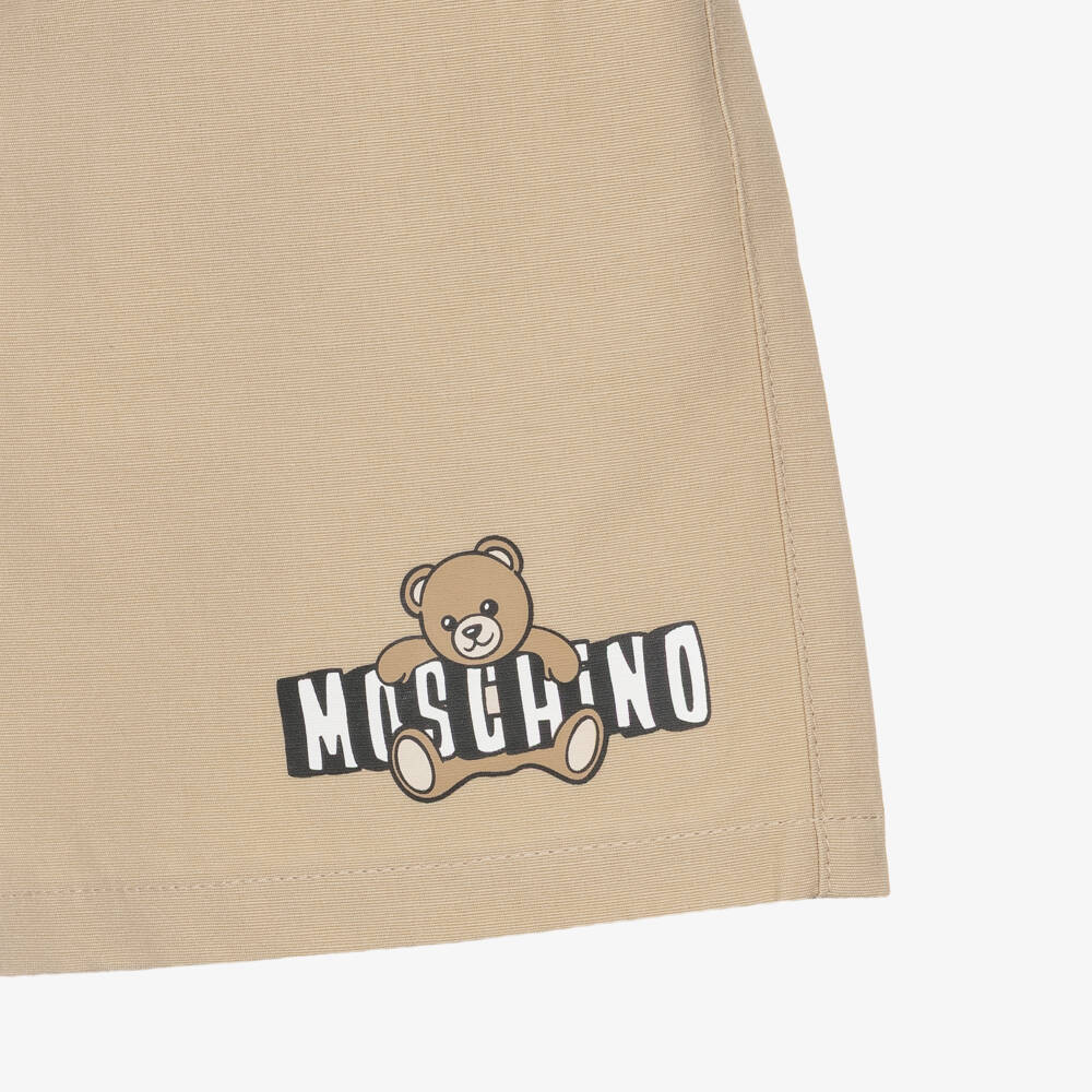 Moschino-Boys Beige Teddy Bear Shorts | Childrensalon