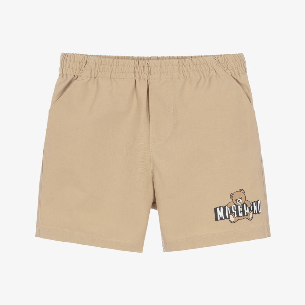 Moschino-Boys Beige Teddy Bear Shorts | Childrensalon