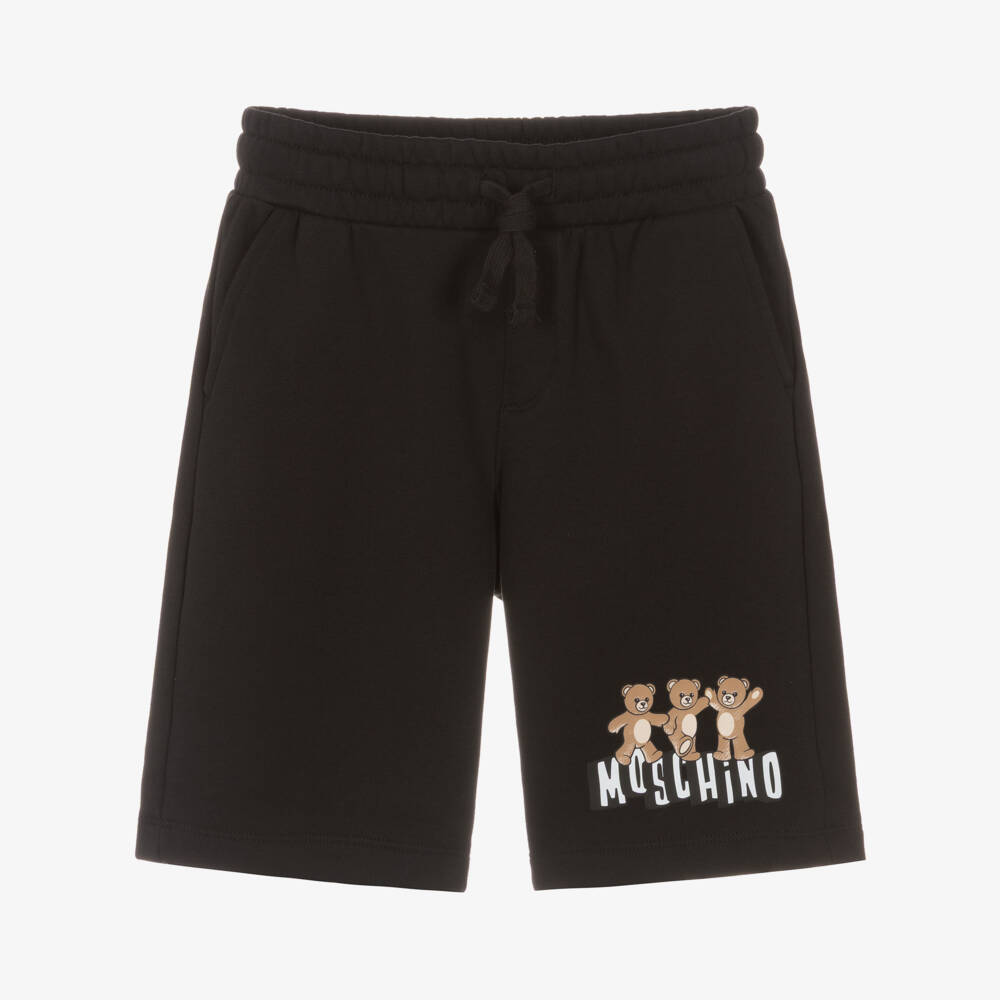 Moschino-Boys Black Cotton Jersey Teddy Bear Shorts | Childrensalon