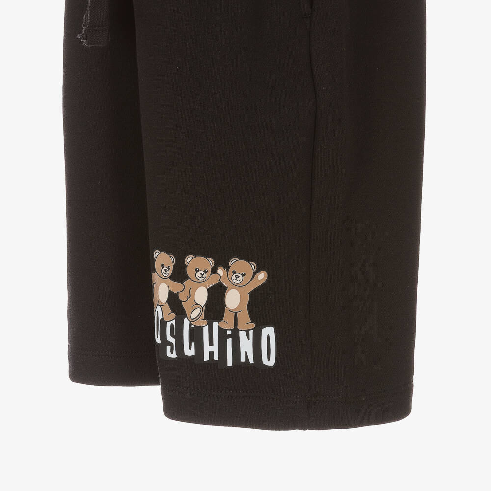 Moschino-Boys Black Cotton Jersey Teddy Bear Shorts | Childrensalon
