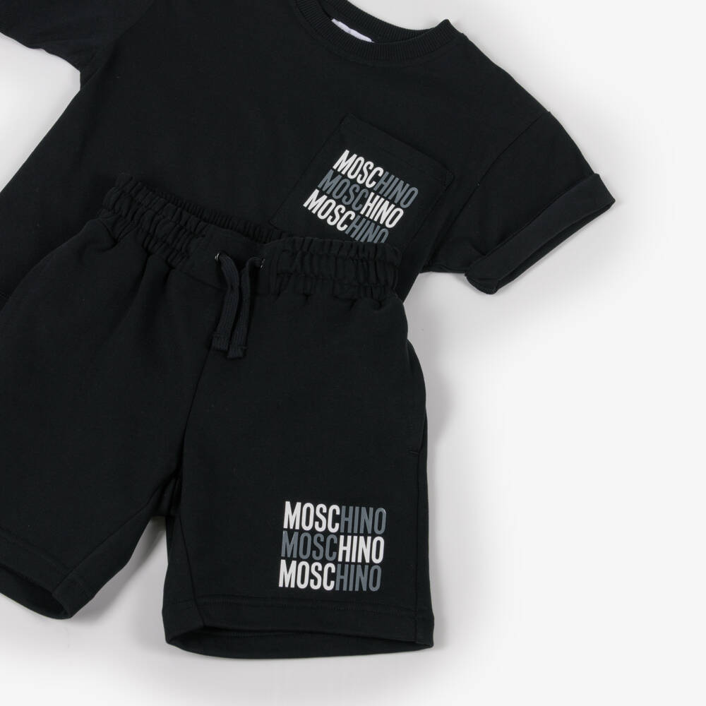 Moschino-Boys Black Cotton Shorts Set | Childrensalon