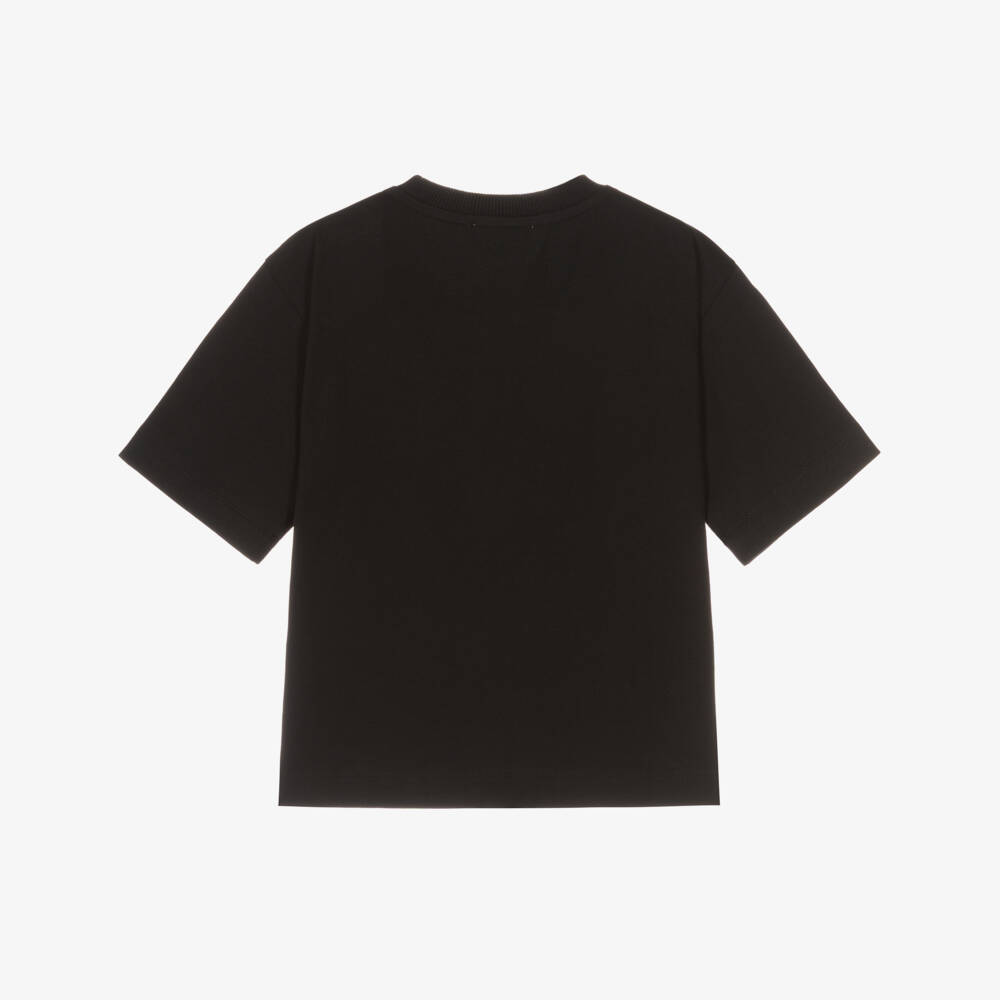 Moschino-Boys Black Cotton Teddy Bear T-Shirt | Childrensalon