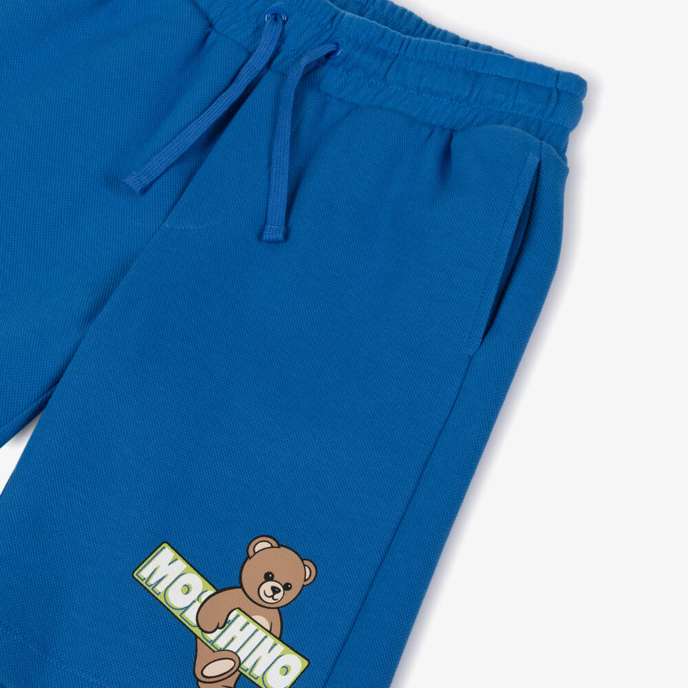 Moschino-Boys Blue Cotton Piqué Teddy Bear Shorts | Childrensalon