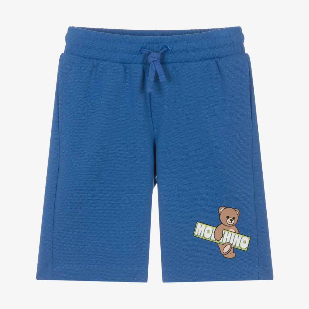 Moschino-Boys Blue Cotton Piqué Teddy Bear Shorts | Childrensalon