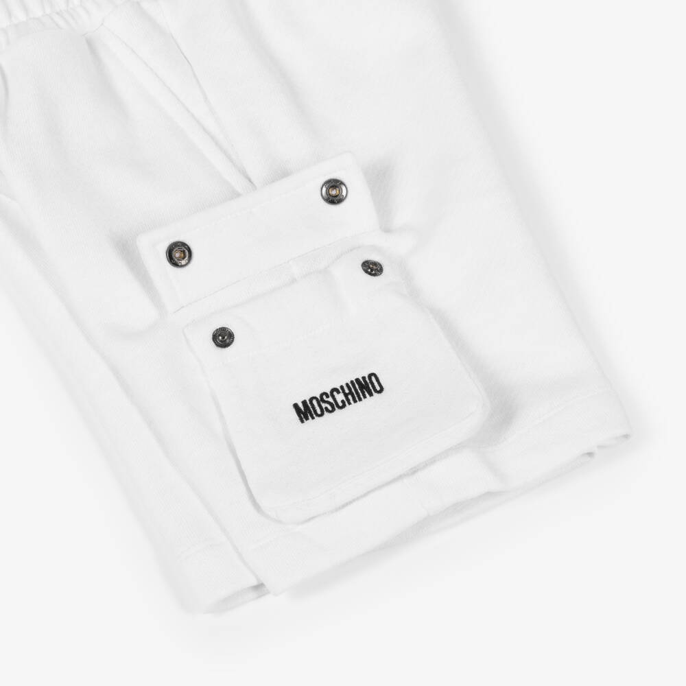 Moschino-Boys Bright Blue & White Cotton Maxi Shorts Set | Childrensalon