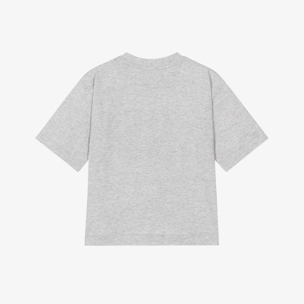 Moschino-Boys Grey Marl Cotton Teddy Bear T-Shirt | Childrensalon