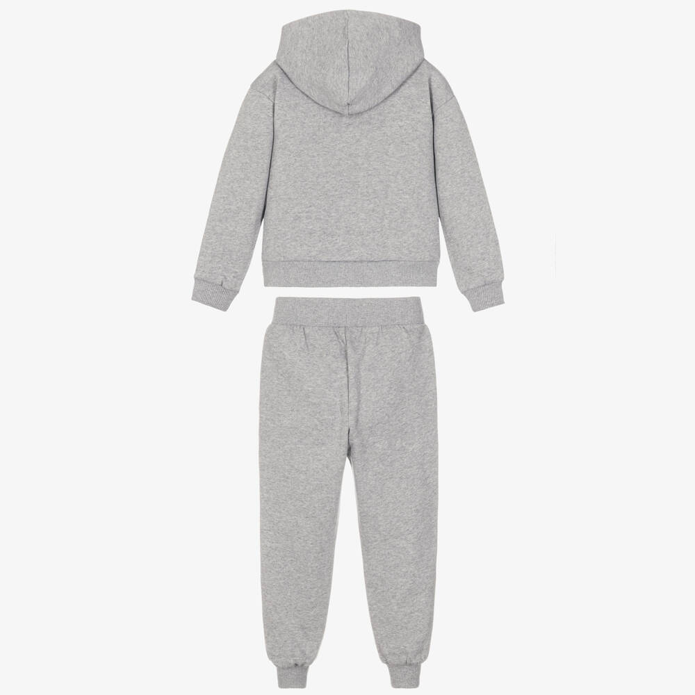 Moschino-Boys Grey Marl Zip-Up Cotton Tracksuit | Childrensalon