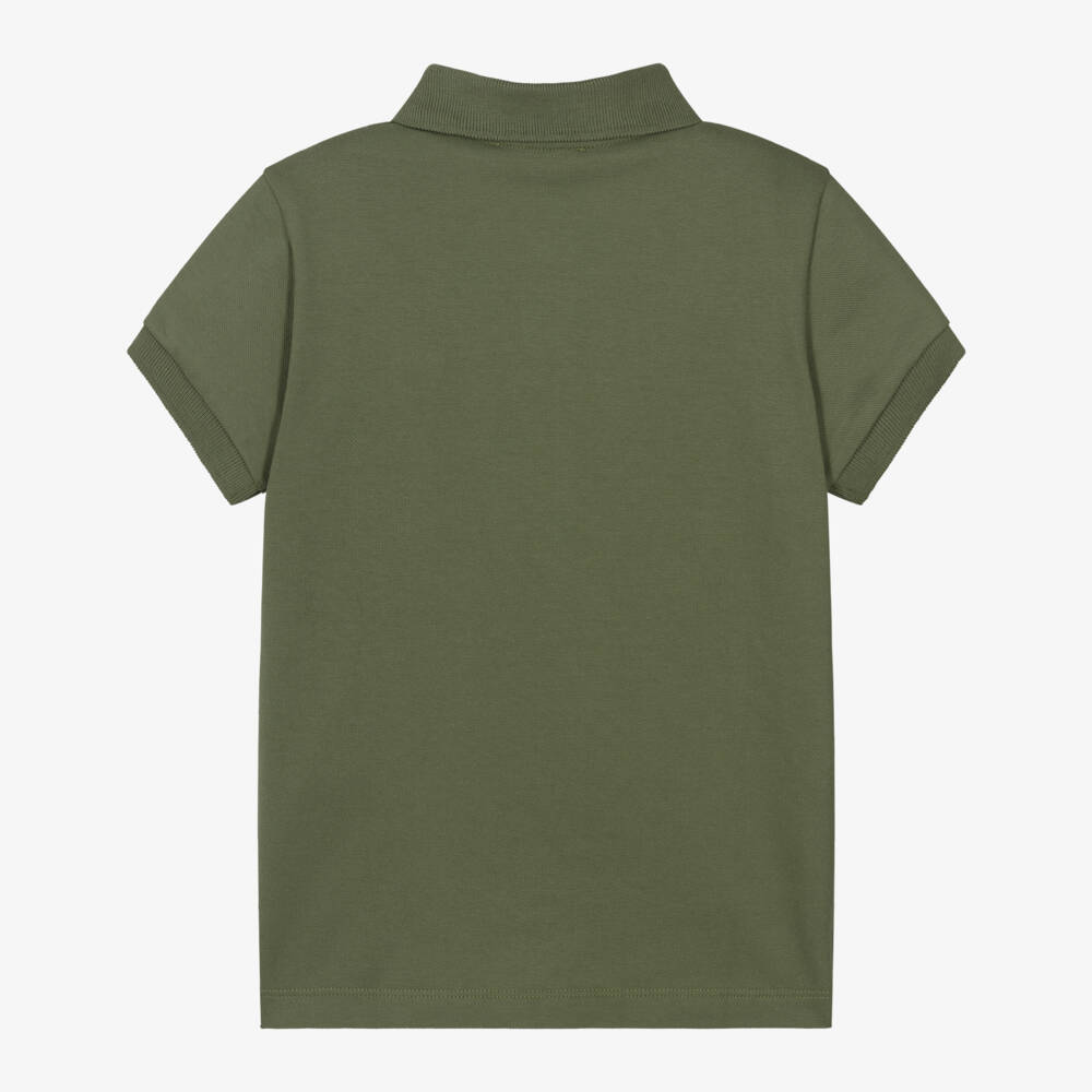 Moschino-Boys Khaki Green Cotton Piqué Teddy Bear Polo Shirt | Childrensalon
