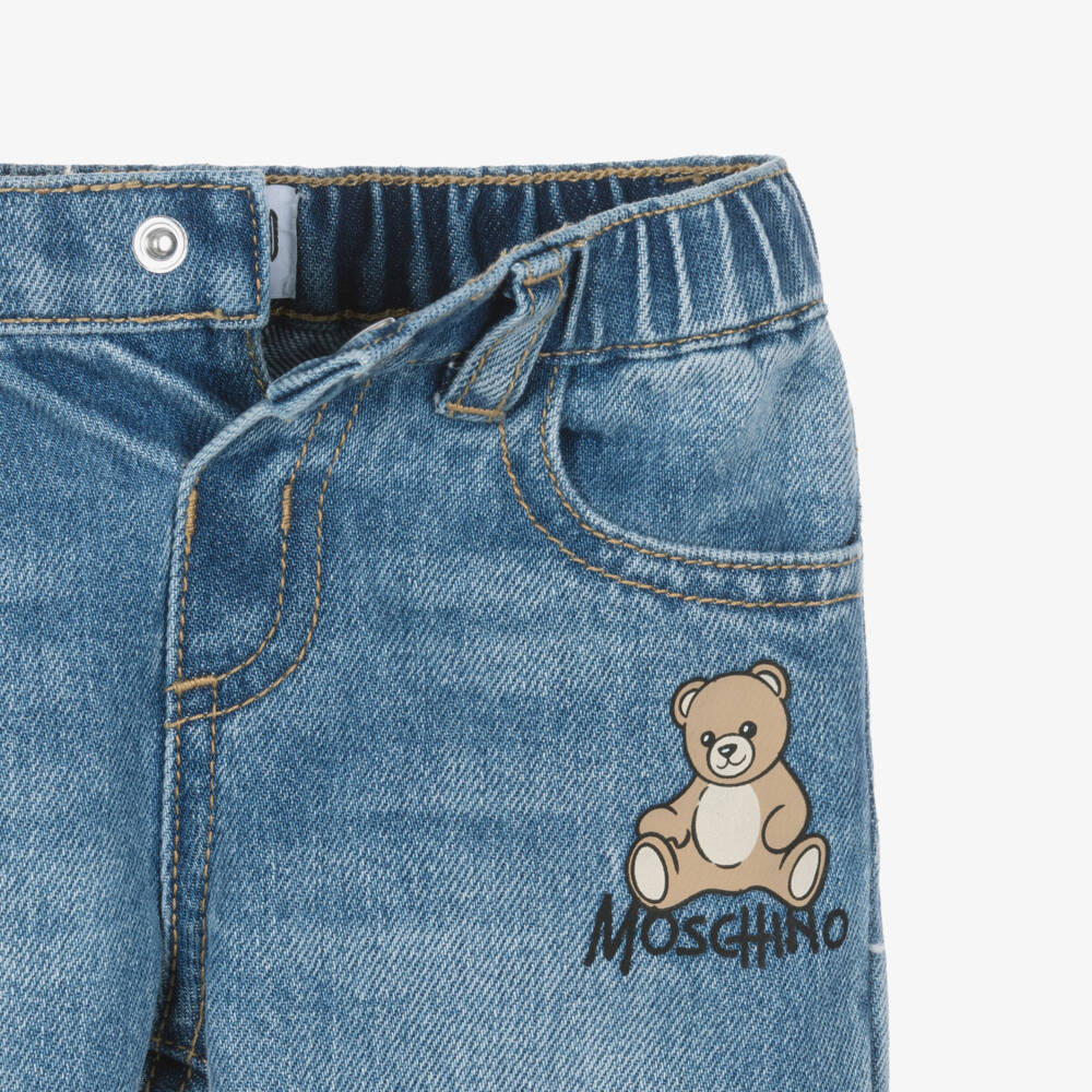 Moschino-Boys Mid Blue Denim Jeans with Moschino Teddy Bear | Childrensalon