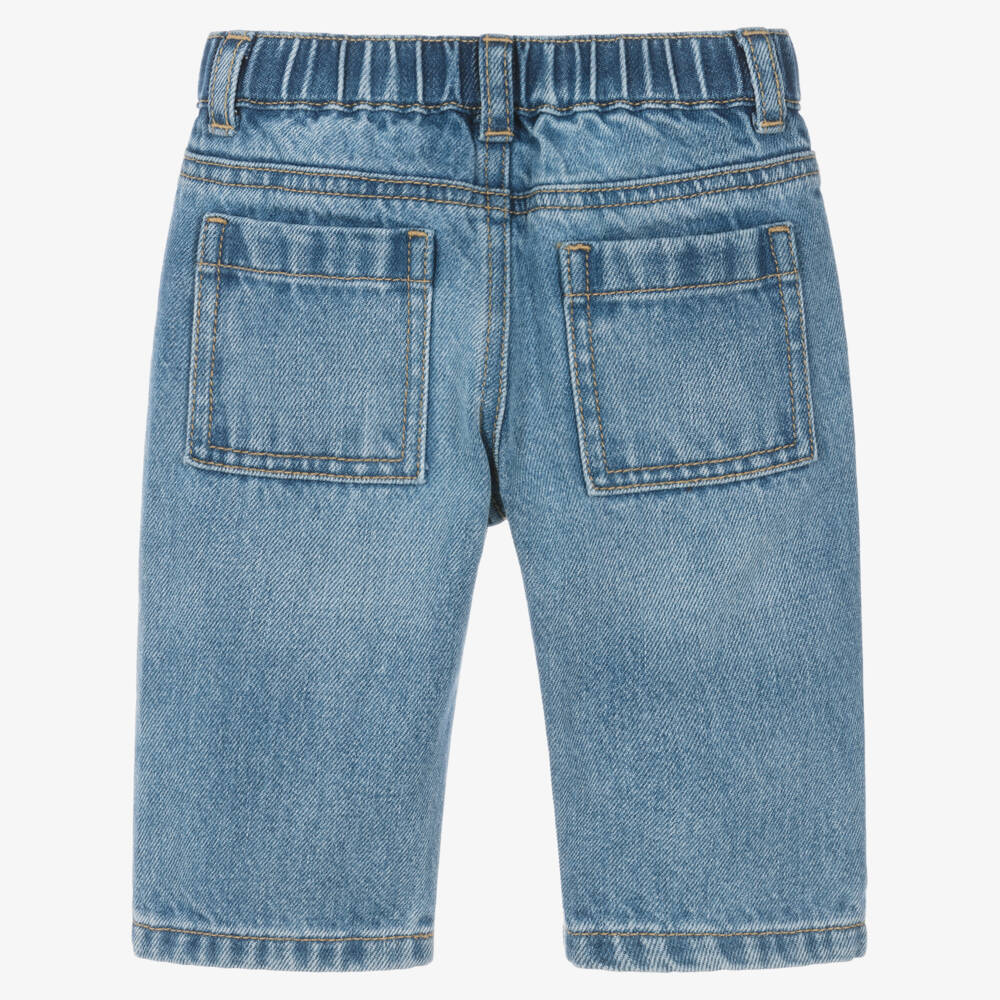 Moschino-Boys Mid Blue Denim Jeans with Moschino Teddy Bear | Childrensalon