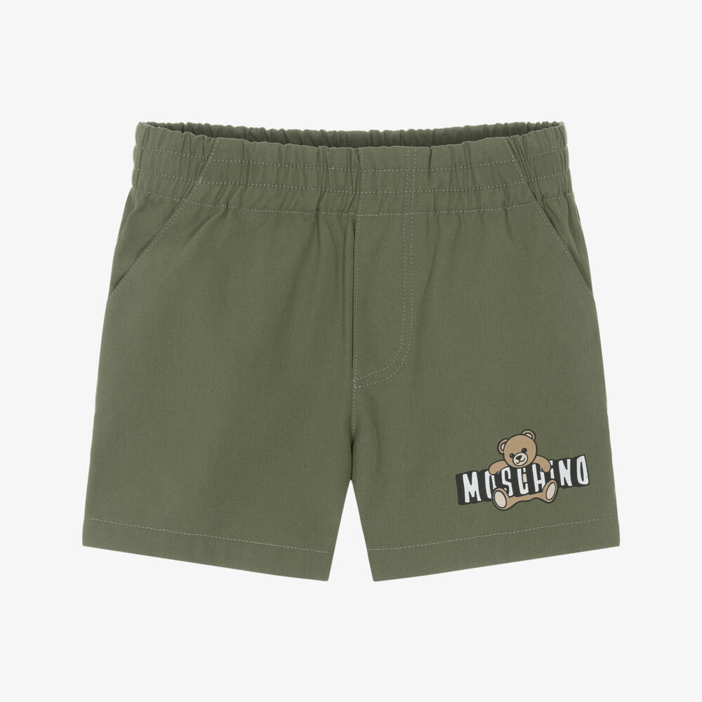 Moschino-Boys Moss Green Teddy Bear Shorts | Childrensalon