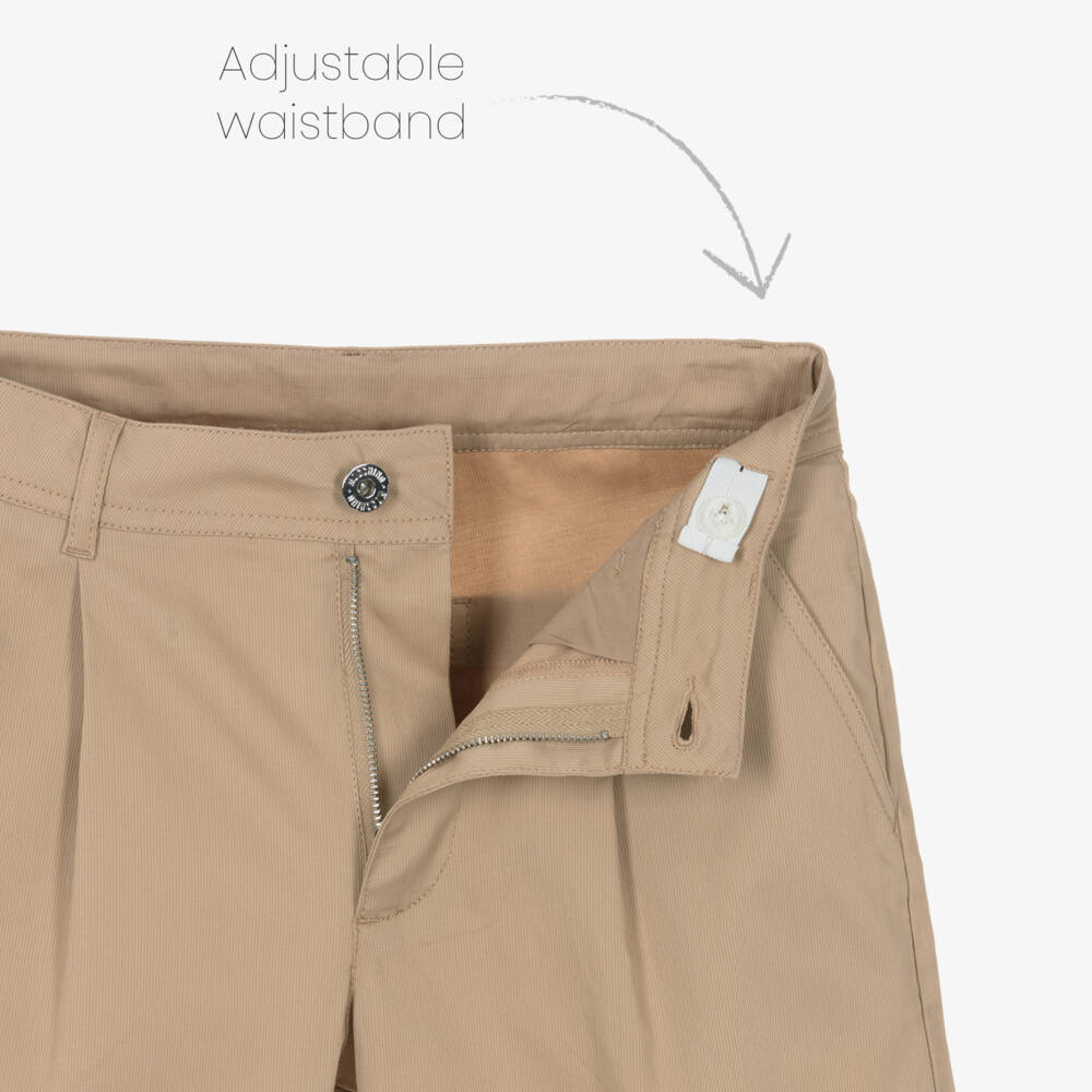 Moschino-Boys Navy Blue & Beige Cotton Twill Shorts Set | Childrensalon