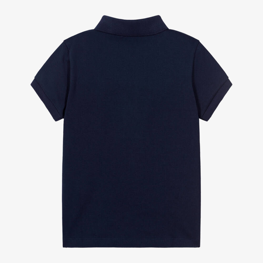 Moschino-Boys Navy Blue Cotton Piqué Teddy Bear Polo Shirt | Childrensalon