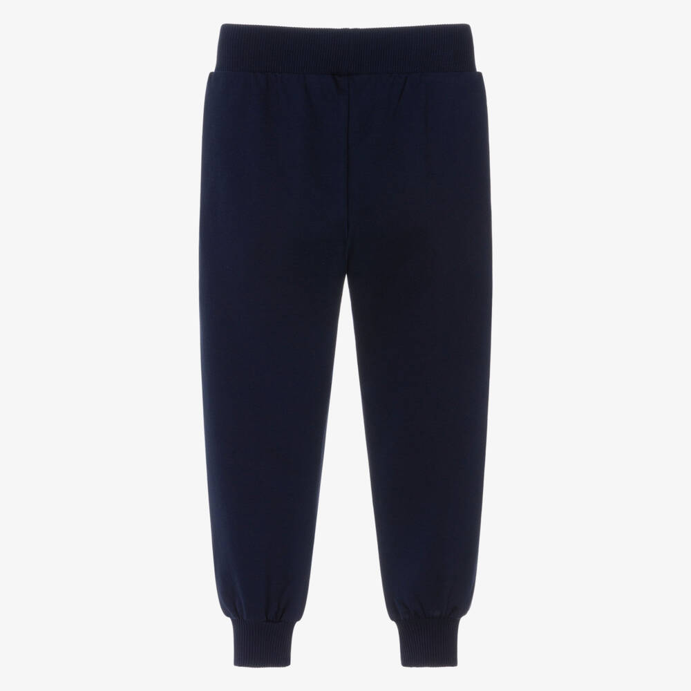 Moschino-Boys Navy Blue Cotton Teddy Bear Joggers | Childrensalon