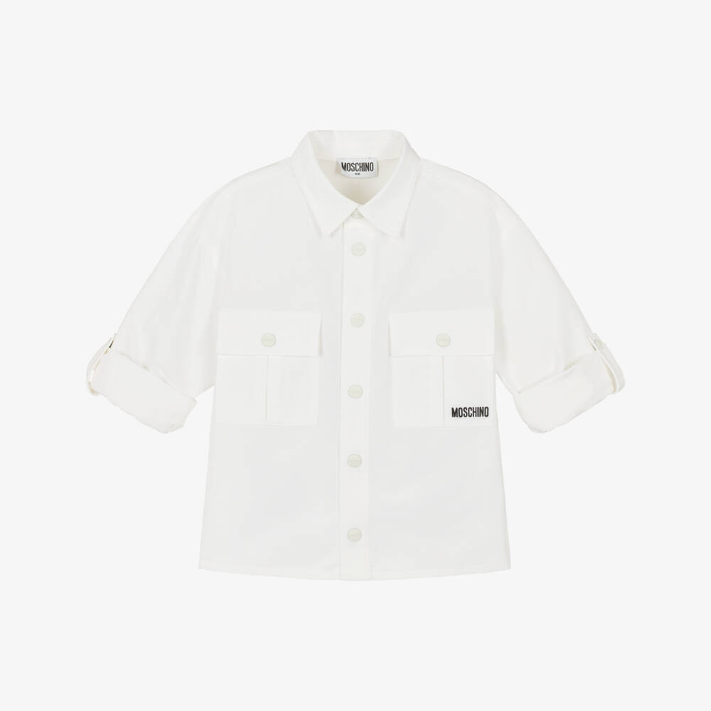 Moschino-قميص أوفرشيرت قطن لون أبيض للأولاد | Childrensalon