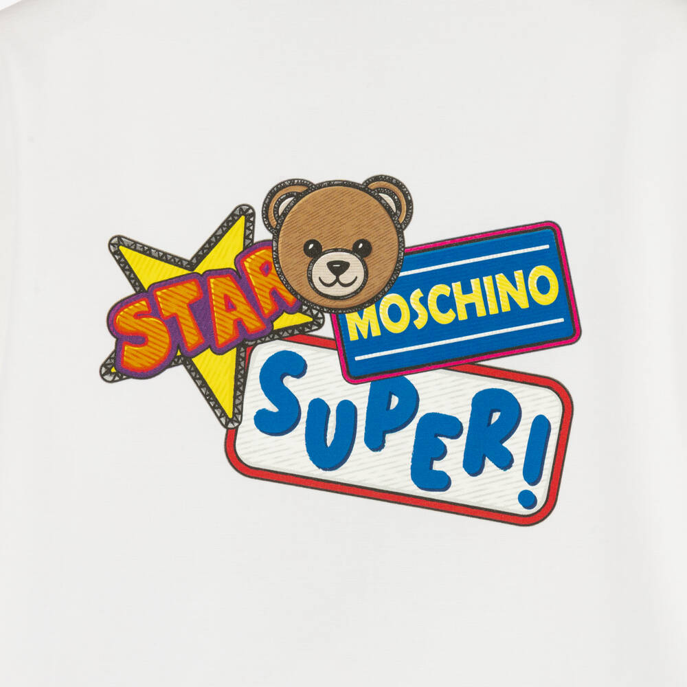 Moschino-قميص أوفرشيرت قطن لون أبيض للأولاد | Childrensalon
