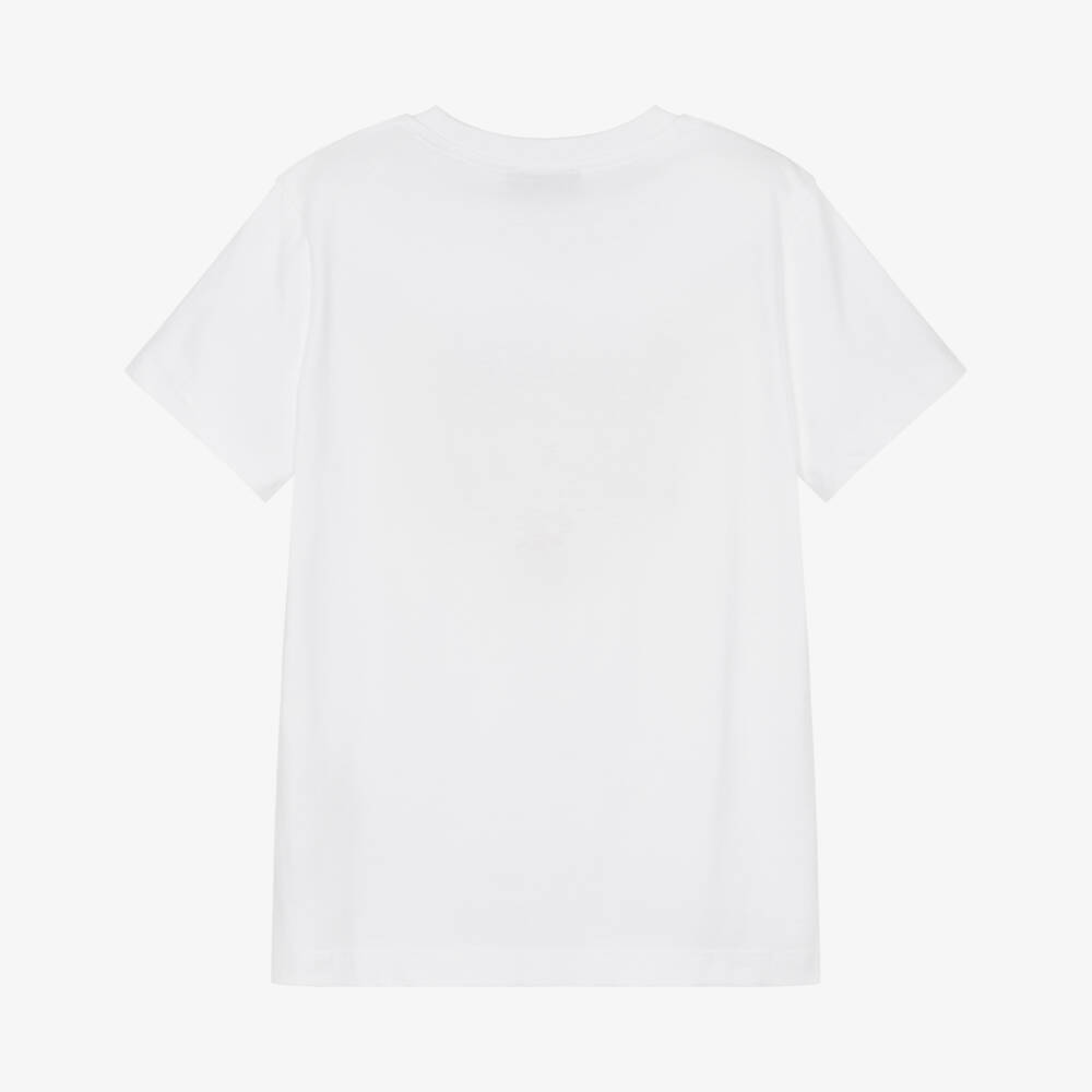 Moschino-Boys White Cotton Race Car Print T-shirt | Childrensalon