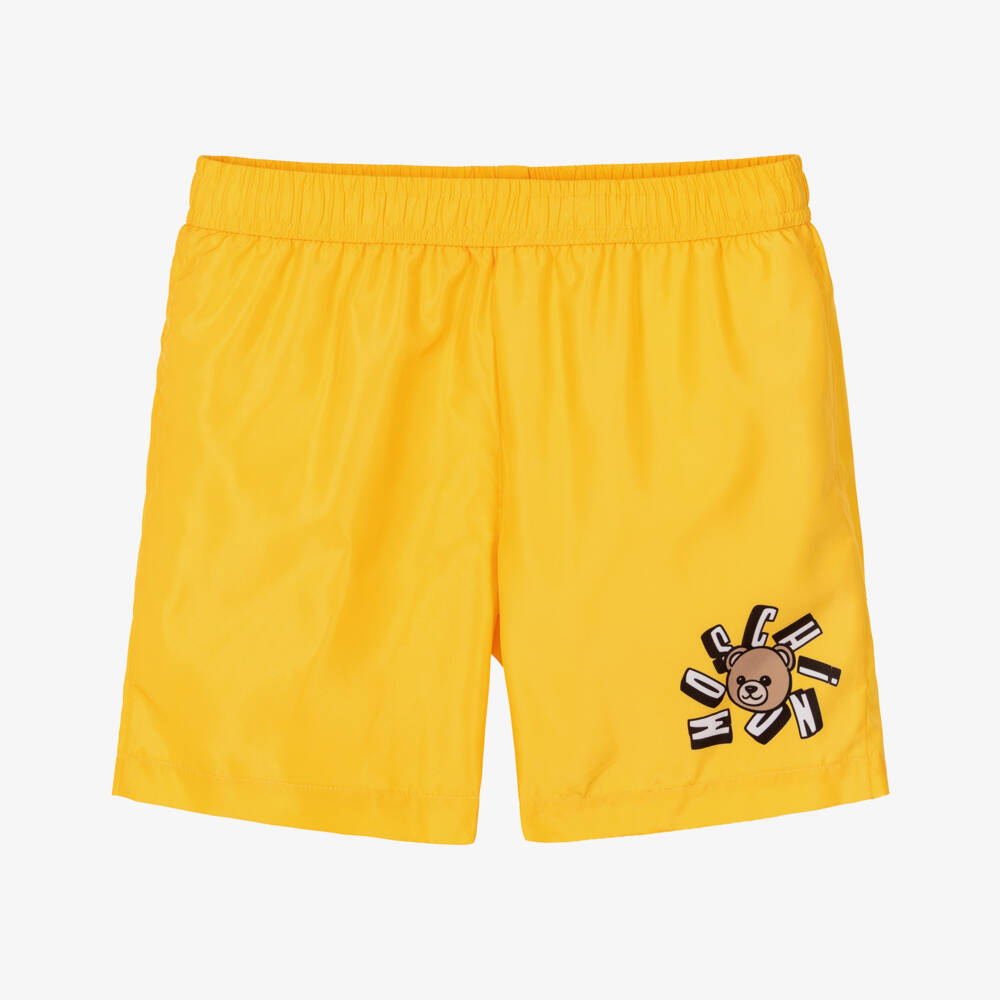 Moschino-Boys Yellow Swim Shorts with Teddy Bear Logo | Childrensalon