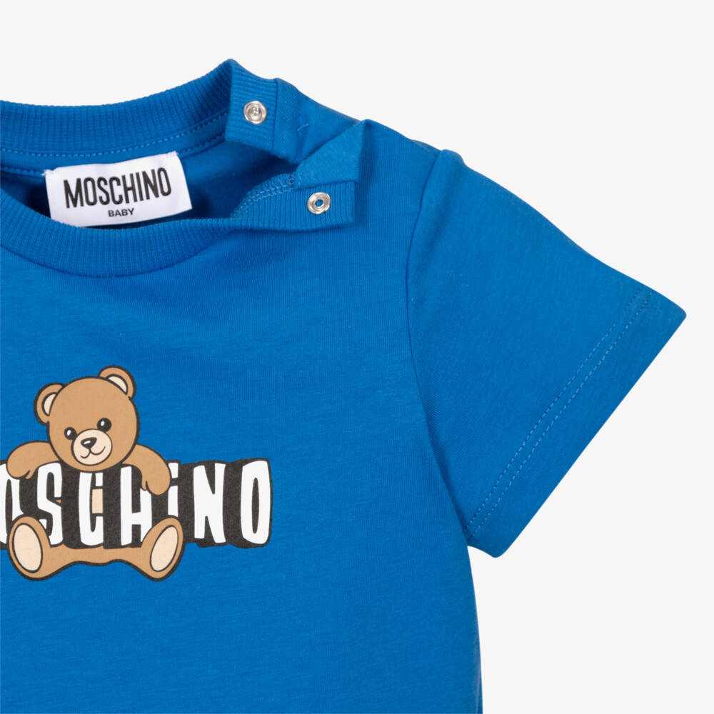 Moschino-Bright Blue Cotton Moschino Teddy Bear Shorts Set | Childrensalon