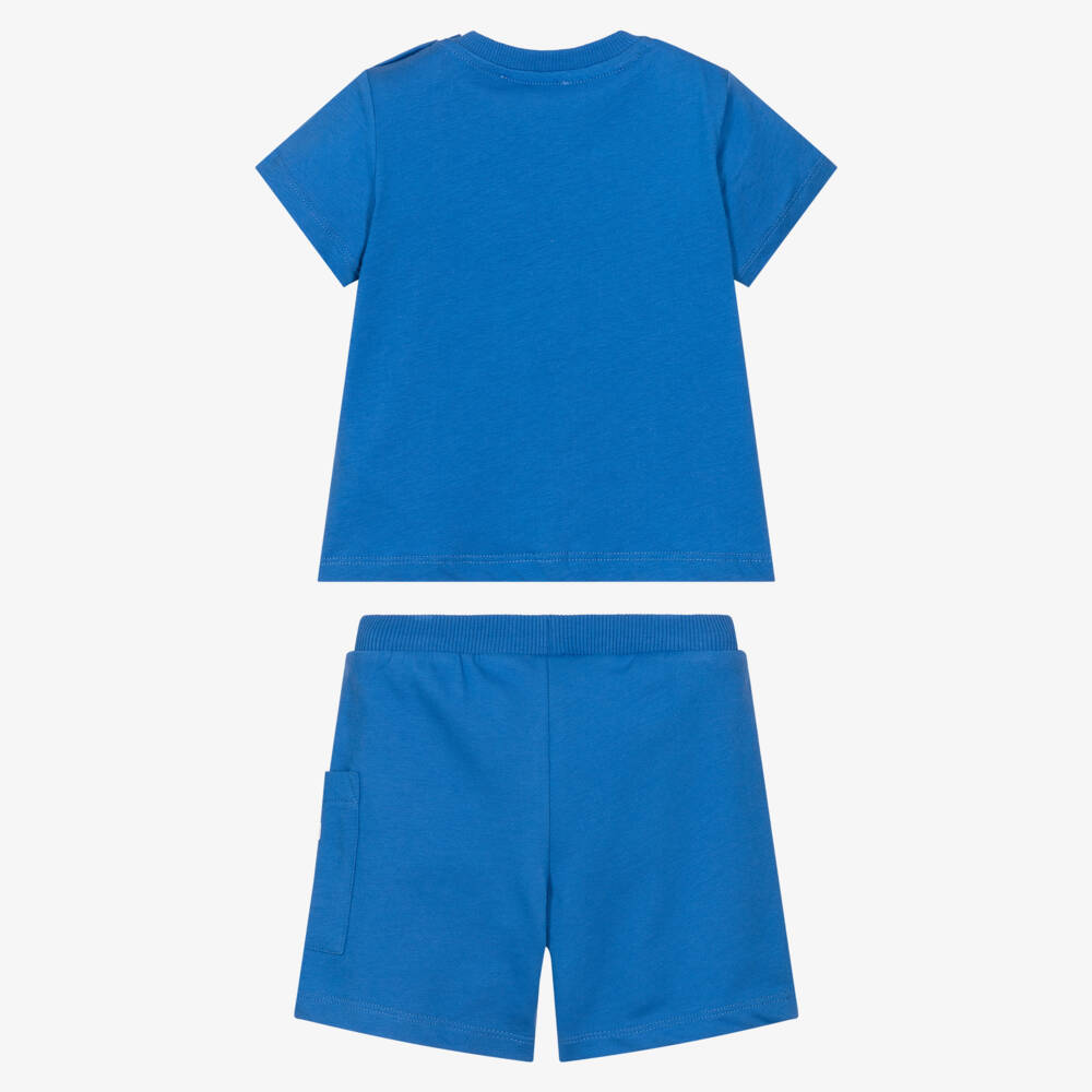 Moschino-Bright Blue Cotton Moschino Teddy Bear Shorts Set | Childrensalon