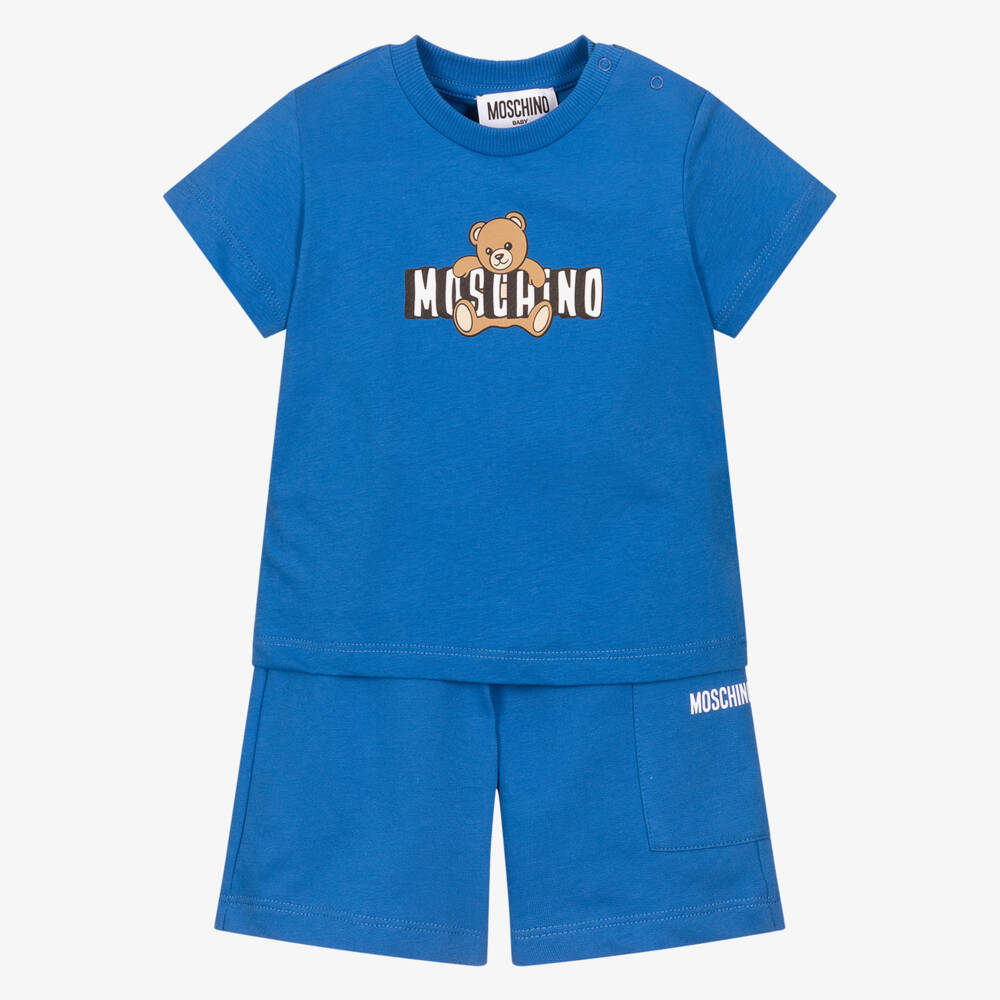 Moschino-Bright Blue Cotton Moschino Teddy Bear Shorts Set | Childrensalon